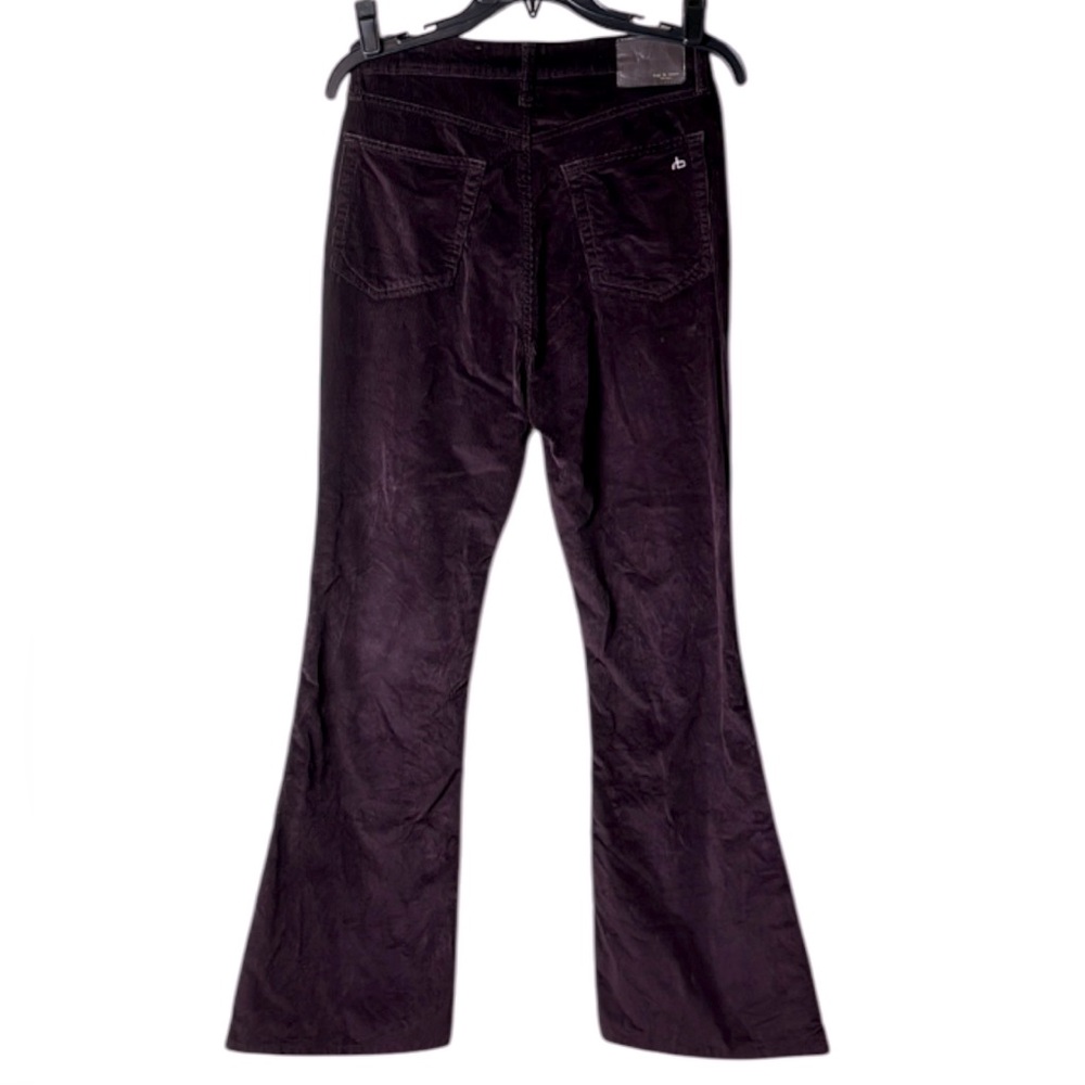 RAG & BONE Casey Corduroy High Rise Flare Jeans in Burgundy - Size 27 - Picture 4 of 16